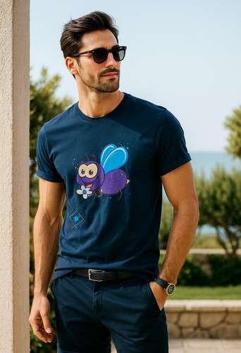 Polita shirt uomo blu mezza - t-shirt,